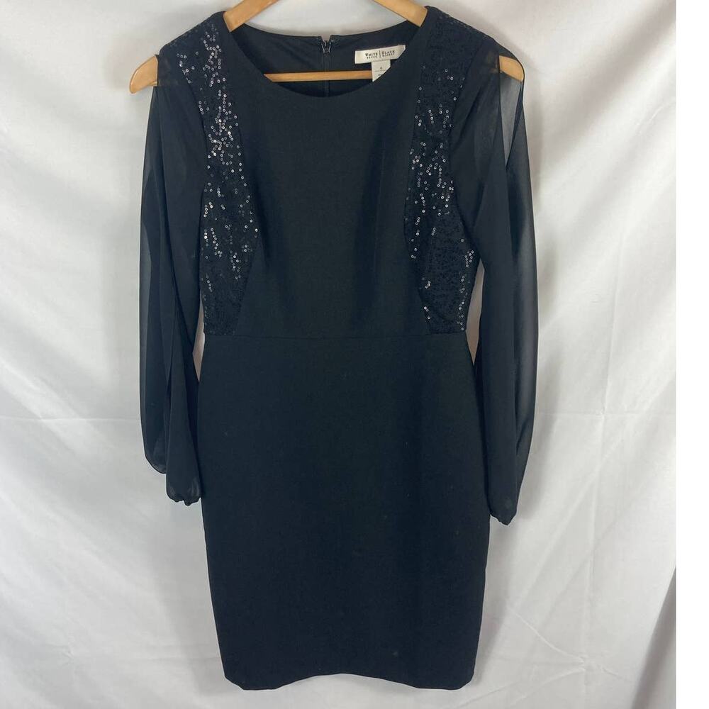 WHBM Sequin Detail Sheer Sleeve Sheath dress size 0